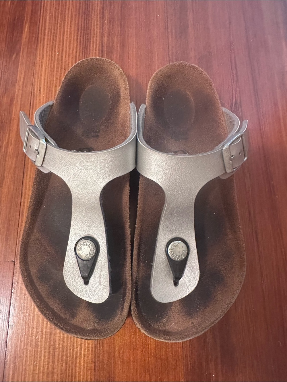 Birkenstock gizeh Silver Metallic Kids' Toe-Post Sandals kid size EU 31